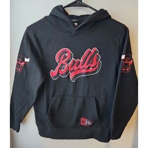 Chicago Bulls NBA‎ Youth Hoodie L 10/12 Black Pullover Sweatshirt Kids